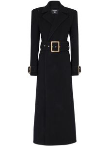 Balmain manteau en laine mélangée à taille ceinturée - Noir