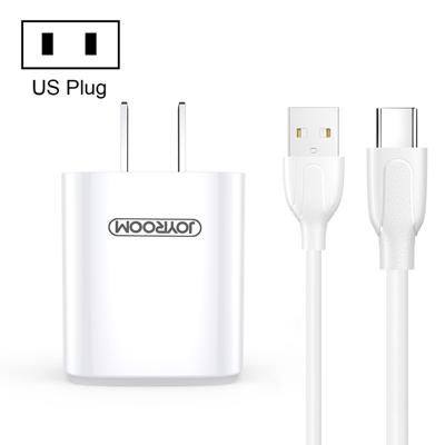 JOYROOM L-M126 2.4A USB Travel muur lader Power Plug Adapter met USB-C / kabel Type-C VS stekker (wit)