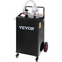 VEVOR 30 gallon brandstofwagen gasbrandstoftankcontainer 4 wielen met handmatige overdrachtpomp benzine dieselbrandstofcontainer voor auto's grasmaaiers ATV's boten enz. Zwart