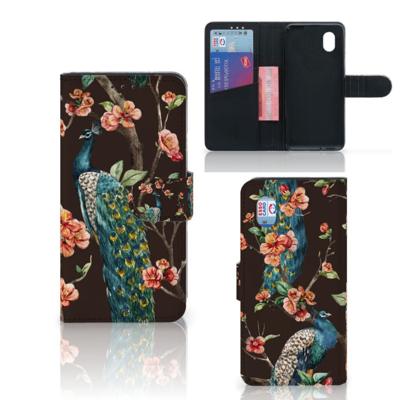 Alcatel 1B (2020) | Telefoonhoesje | Met pasjeshouder | Pauw met Bloemen