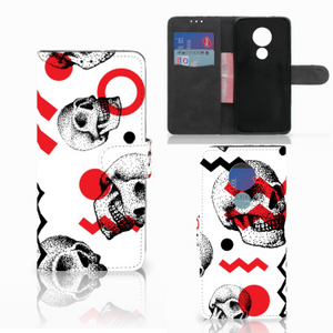 Telefoonhoesje met Naam Motorola Moto G7 Power Skull Red