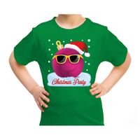 Fout kerst shirt coole kerstbal Christmas party groen voor kids - thumbnail