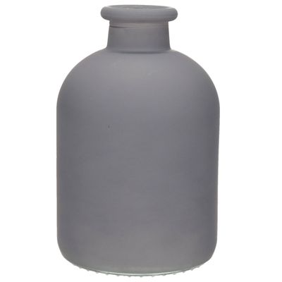 Jodeco Bloemenvaas Avignon - Fles model - glas - mat grijs - H17 x D11 cm Jodeco Bloemenvaas Avignon - Fles model - glas - mat grijs - H17 x D11 cm