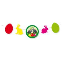 Pasen thema versiering - papier - 120 x 28 cm - gekleurd - slinger - paashazen