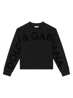 Dolce & Gabbana Kids sweat rayé à logo intarsia - Noir