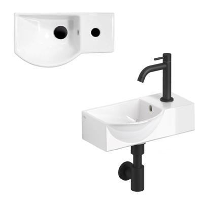 Clou InBe Fonteinset - 41x22.5x11cm - met kraan - met waste - met sifon - wit keramiek - mat zwart IB/03.03093.21