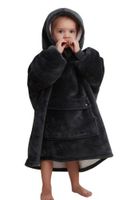 Fleece deken met mouwen & capuchon - kind - zwart - thumbnail