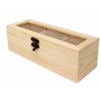 Theedoos - 3-vaks - naturel - hout - 25 x 9 x 8 cm - theekist - onbedrukt Theedoos - 3-vaks - naturel - hout - 25 x 9 x 8 cm - theekist - onbedrukt