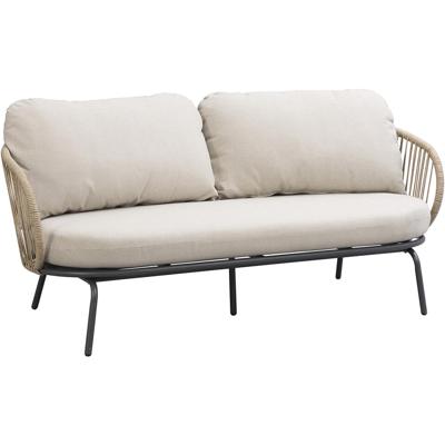 Leen Bakker - Loungebank Fermo 2,5 Zits - Antraciet - 75x180x81 Cm - Metaal/Kunststof - Grijs