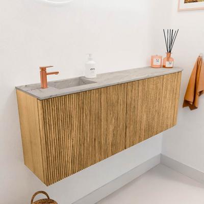 Toiletmeubel Mondiaz Joya Dlux | 111.6 cm | Meubelkleur Oak | Faye wastafel Glace Wasbak Links | 1 kraangat