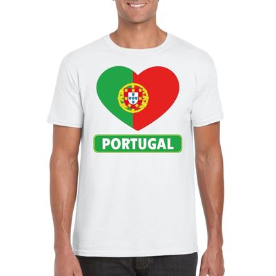 Portual hart vlag t-shirt wit heren
