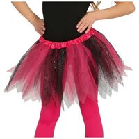 Heksen verkleed petticoat/tutu roze/zwart glitters voor meisjes - thumbnail