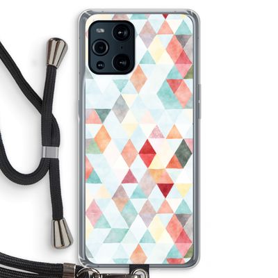 Gekleurde driehoekjes pastel: Oppo Find X3 Pro Transparant Hoesje met koord