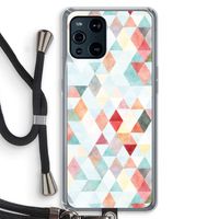 Gekleurde driehoekjes pastel: Oppo Find X3 Pro Transparant Hoesje met koord