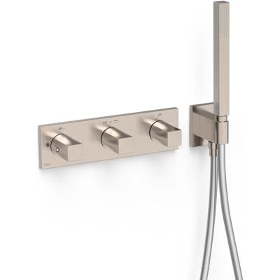 Douchekraan Tres B-System | Inbouw | Thermostaatkraan | Excl.Inbouwdeel | 3-weg | Rechthoek | RVS look