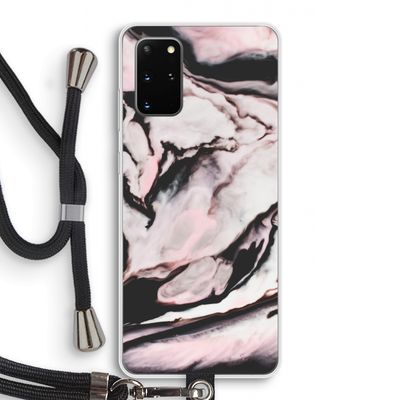 Roze stroom: Samsung Galaxy S20 Plus Transparant Hoesje met koord