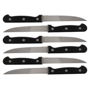 Steakmessen - set 6x - RVS - 21,5 cm - bestek - zwart