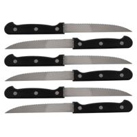 Steakmessen - set 6x - RVS - 21,5 cm - bestek - zwart