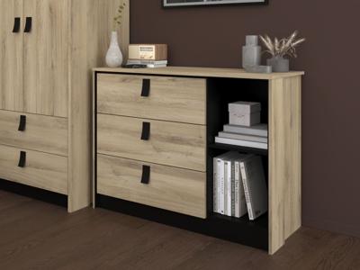 Commode KYAN 3 lades 2 vakken krönberg eik/zwart