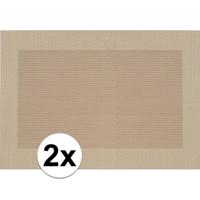 Tafel Placemats - 2x stuks - beige - gevlochten - 45 x 30 cm - onderleggers