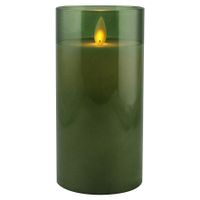 LED kaars wax glas 15cm flessen groen - Magic Flame