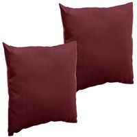 Set van 2x stuks bank/sier/tuin kussens voor binnen en buiten in de kleur bordeaux rood 40 x 40 x 10