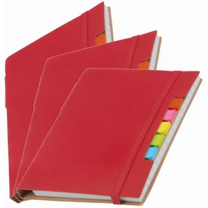 Pakket van 3x stuks schoolschriften/notitieboeken A6 gelinieerd rood