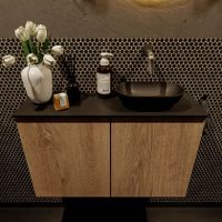Mondiaz Fowy toiletmeubel 80cm washed oak met blad en waskom urban rechts zonder kraangat