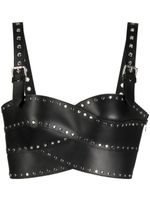 Monse haut bustier en cuir à détails de clous - Noir - thumbnail