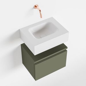 MONDIAZ ANDOR 40cm toiletmeubel army. LEX 40cm wastafel talc midden geen kraangat