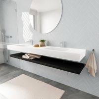 Mondiaz Alan badmeubel 200 cm solid suface planchet urban vrijhangend wastafel dubbel 2 kraangaten wit Mondiaz Alan badmeubel 200 cm solid suface planchet urban vrijhangend wastafel dubbel 2 kraangaten wit