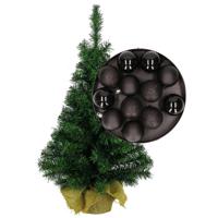 Mini kerstboom/kunst kerstboom H45 cm inclusief kerstballen zwart - Kunstkerstboom - thumbnail