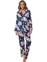 Deluxe Dames Pyjama Satijn lange mouwen - Blauw - Luxe nachtkleding dames Deluxe Dames Pyjama Satijn lange mouwen - Blauw - Luxe nachtkleding dames
