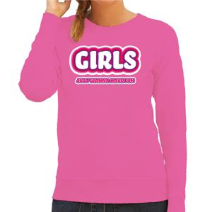 Verkleed sweater voor dames - girls just wanna have fun - roze - carnaval