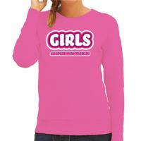 Verkleed sweater voor dames - girls just wanna have fun - roze - carnaval - thumbnail