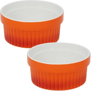 4x Creme brulee schaaltjes/bakjes oranje 9 cm van porselein