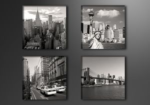 Schilderij - New York City, USA,   4x 20cm.  4 delen, wanddecoratie