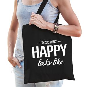 This is what happy looks like cadeau tas zwart voor dames