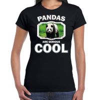 Dieren grote panda t-shirt zwart dames - pandas are cool shirt - thumbnail