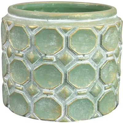 TS Collection bloempot jurre steen 16x13cm groen