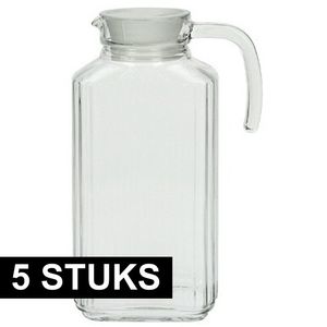 Luminarc Quadro waterkan met dop 1,7 L 5 stuks