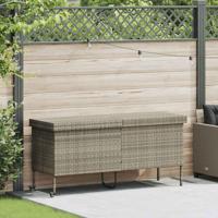 Tuinbox met wielen 160x55x75 cm poly rattan lichtgrijs