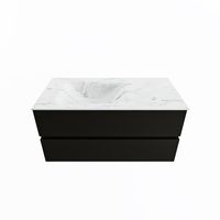 MONDIAZ VICA-DLUX 100cm badmeubel onderkast Urban 2 lades. Inbouw wastafel CLOUD links 1 kraangat, kleur Opalo.