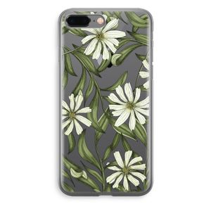 Wit bloemenpatroon: iPhone 8 Plus Transparant Hoesje