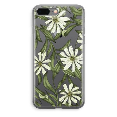 Wit bloemenpatroon: iPhone 8 Plus Transparant Hoesje
