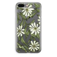 Wit bloemenpatroon: iPhone 8 Plus Transparant Hoesje