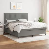 Boxspring met matras stof donkergrijs 160x200 cm