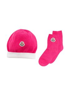 Moncler Enfant lot bonnet-chaussettes en coton - Rose