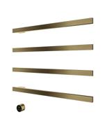Hotbath &MORE set van 4 rails RAS80 SQUARE 80 cm met separate schakelaar en inbouw element Geborsteld Messing PVD (RAS80-4BBP)