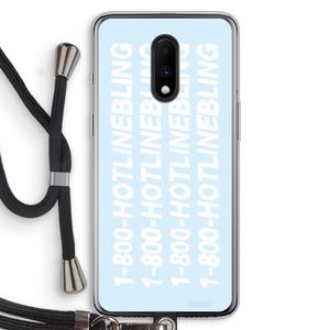 Hotline bling blue: OnePlus 7 Transparant Hoesje met koord